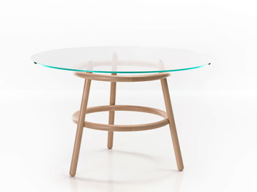 MAGISTRETTI 03 02 - Round crystal and wooden table by Wiener GTV Design - view 2